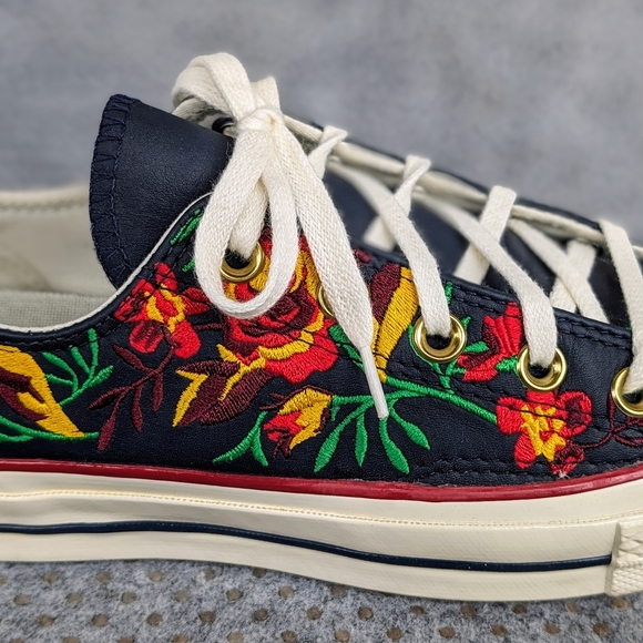 Converse Leather Parkway Embroidered Floral LT in Navy, Sz 6 - Picture 7 of 12